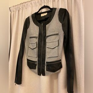 Georgie Grey Faux Suede Zipup Moto Jacket, XS